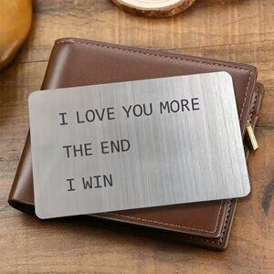 I Love You More Wallet Card Insert Metal Wallet Love Note Gift Husband Boyfriend